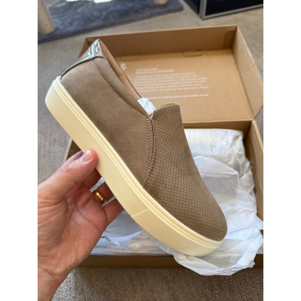 Dr Scholls‎ Madison Slip On Sneaker Taupe Perforated Suede Womens 8 NEW